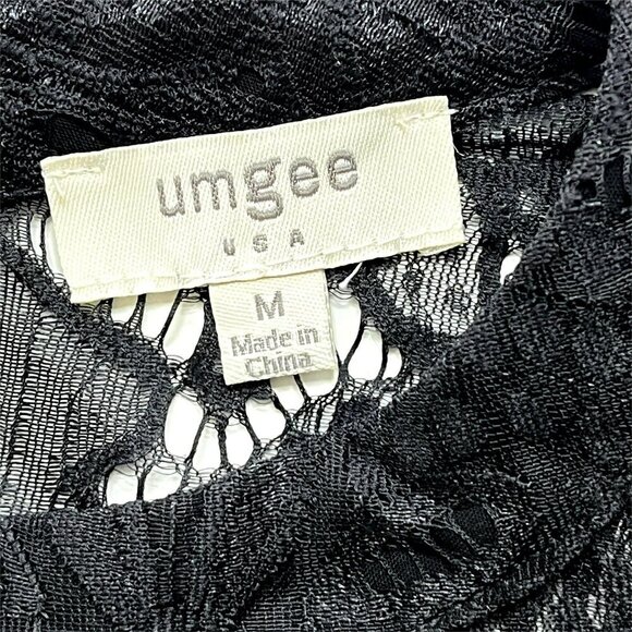 Umgee Top sz M Lace Sheer Bell Sleeve Black Wimsigoth Romantic Victorian Goth - Picture 5 of 9